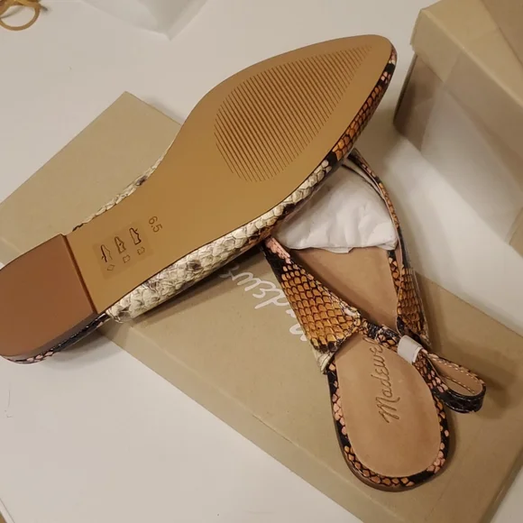 NIB Madewell Snakeskin Embossed Leather Slingback Flat, Size 6.5 - Picture 4 of 4